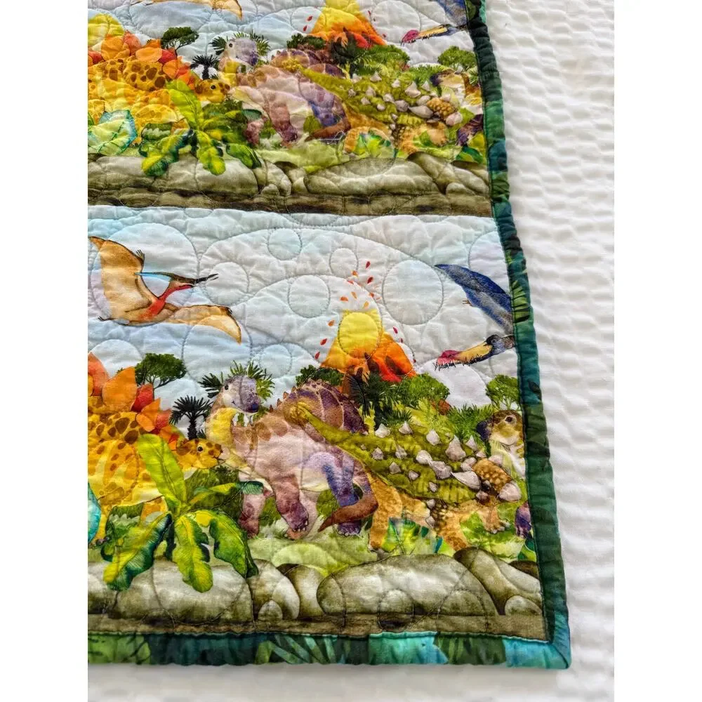 HANDMADE Dinosaur Baby Quilt Jackson Hole Guild 2023 Cotton Flannel Child Quilt